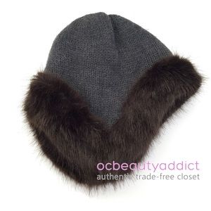 Banana Republic Knit Fur Trapper Hat NEW
